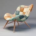 Patchwork 3d Chair Preview In Light Cyan And Amber