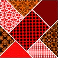 Patchwork decorative abstract tile in style stitched textile patches