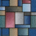 Patchwork of denim fabric