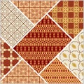 Patchwork design in art deco style. Decorative vector abstract tile in style stitched textile patches with different ornament