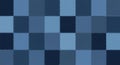 Patchwork design composed of interlocking square tiles in varying shades of blue.