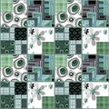 Patchwork design green floral pattern background Royalty Free Stock Photo