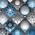 a patchwork of diverse mandala designs, each with unique colors and symmetrical patterns, forming a visually stunnig