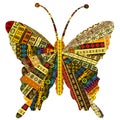 Patchwork fabric with butterfly