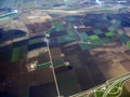 Aerial view of the patchwork pattern of farm land in Salinas Valley CA