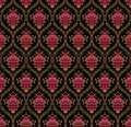 patchwork floral pattern with paisley and indian flower motifs. damask style pattern for textil and decoration. madhubani,