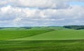 patchwork of gardens, agricultural lands, farmland in springtime Royalty Free Stock Photo