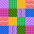 Patchwork from geometric multicolored patterns. Vector design