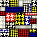 Patchwork with houndstooth pattern in retro style