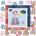 Patchwork for kids with butterflies and cats