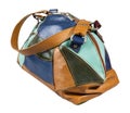 Patchwork leather multicolored handbag isolated