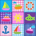 Patchwork in marine style Royalty Free Stock Photo