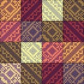Patchwork pattern with the decorative embroidery. Royalty Free Stock Photo