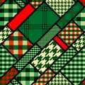 Patchwork pattern with green plaid patches
