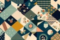patchwork pattern for textiles, packaging, backgrounds, wallpaper, covers AI Generation