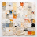 Textural Mixed Media Patchwork Quilt On White Surface