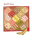 The patchwork plaid with text sweet home and sock