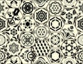 340_Portuguese vector tiles pattern, Lisbon seamless black and white tile design Royalty Free Stock Photo