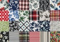 A patchwork quilt featuring an assortment of vividly patterned fabric squares Royalty Free Stock Photo
