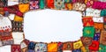 A patchwork quilt frame with a rickrack border is perfect for adding your own text or graphics to the center Royalty Free Stock Photo