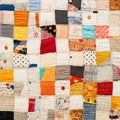 Colorful Patchwork Quilt With Buttons And Squares - Creased Crinkled Wrinkled Style Royalty Free Stock Photo