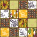 Patchwork retro autumn floral pattern background Royalty Free Stock Photo