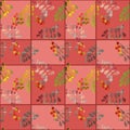 Patchwork retro autumn floral pattern texture background Royalty Free Stock Photo