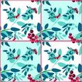 Patchwork retro autumn rowanberry pattern texture background Royalty Free Stock Photo