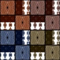 Patchwork retro checkered cherry and geometric texture pattern b