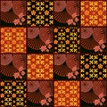 Patchwork retro checkered floral fabric texture pattern background