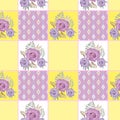 Patchwork retro checkered floral texture pattern pastel background