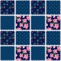 Patchwork retro pilka dot floral texture pattern background