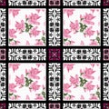 Patchwork retro roses floral textile texture pattern background Royalty Free Stock Photo