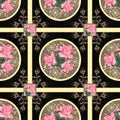 Patchwork retro roses floral textile texture pattern background