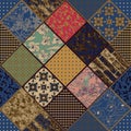 Patchwork retro vintage sealmess pattern check patches elements