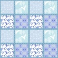 Patchwork seamless floral butterflies pattern texture background