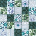Patchwork seamless floral lace green pattern Royalty Free Stock Photo