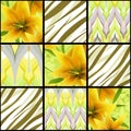 Patchwork seamless floral lilly pattern texture background Royalty Free Stock Photo