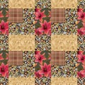 Patchwork seamless floral lilly pattern texture background elements Royalty Free Stock Photo