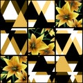 Patchwork seamless floral lilly pattern texture background with Royalty Free Stock Photo