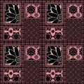 Patchwork seamless floral pattern dark background