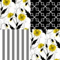 Patchwork seamless floral poppy pattern ornament background Royalty Free Stock Photo