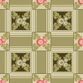 Patchwork seamless green floral pattern background Royalty Free Stock Photo