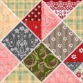 Patchwork seamless lace retro floral pattern Royalty Free Stock Photo