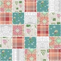 Patchwork Seamless Lace Retro Flowers Pattern