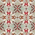 Patchwork seamless pattern with butterflies texture