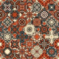 Patchwork seamless pattern. Decorative print with ethnic ornament. Ceramic tiles. Bright vector illustration Royalty Free Stock Photo