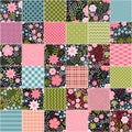 Patchwork seamless pattern with floral and geometric ornaments. Beautiful quilt design