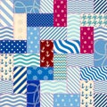 Patchwork seamless pattern in marine style.