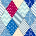 Patchwork seamless pattern in marine style. Vector image.